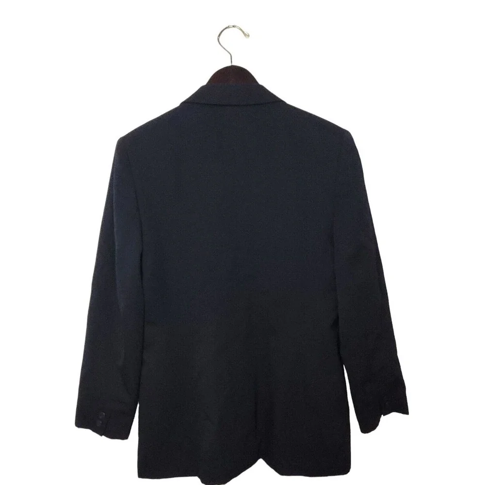 Lands End Direct Merchants Size 10 100% Wool Navy Blue Blazer Dark Academia